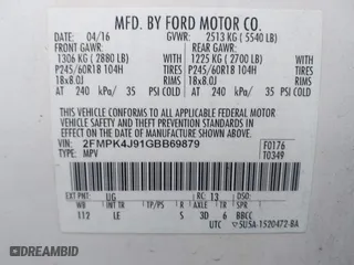 2016 Ford Edge SEL with VIN 2FMPK4J91GBB69879, listed as a IAAI auction lot 41731797 with 79,073 mi miles. Bid and sale history available at carsss.com. Image 9.