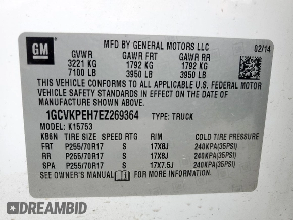 2014 Chevrolet Silverado 1500 Work Truck with VIN 1GCVKPEH7EZ269364, listed as a Copart auction lot 52173795 with 65,005 mi miles and Salvage Title. Bid and sale history available at DreamBid. Image 13.
