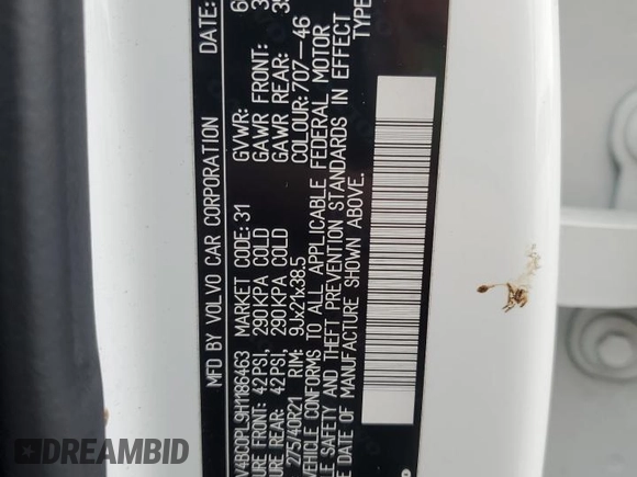 2017 Volvo XC90 Inscription с VIN YV4BC0PL9H1186463, выставлен на аукционе Copart как лот 53855365 с пробегом 69 624 миль миль и Списание • Salvage title. История ставок и продаж доступна на DreamBid. Изображение 13.