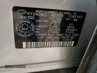2022 Hyundai Santa Fe Hybrid Limited with VIN KM8S5DA17NU057607, listed as a Copart auction lot 41677575 with 19,111 mi miles and Salvage Title. Bid and sale history available at carsss.com. Image 14.