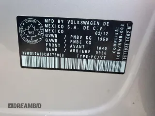 2012 Volkswagen Jetta Comfortline with VIN 3VWDL7AJ0CM375068, listed as a Copart auction lot 57349685 with 370,214 mi miles and Salvage title. Bid and sale history available at DreamBid. Image 12.