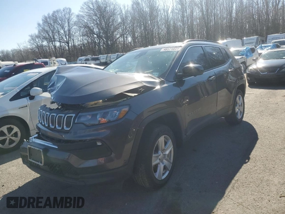 2022 Jeep Compass Latitude with VIN 3C4NJDBB2NT102421, listed as a Copart auction lot 48374025 with Not Provided miles and Salvage Title. Bid and sale history available at DreamBid. Image 1.