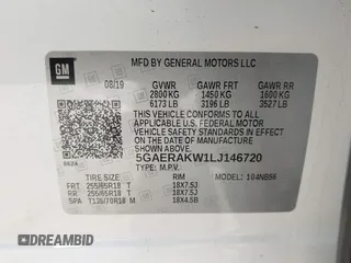2020 Buick Enclave Preferred with VIN 5GAERAKW1LJ146720, listed as a IAAI auction lot 41936656 with 54,177 mi miles and . Bid and sale history available at carsss.com. Image 9.