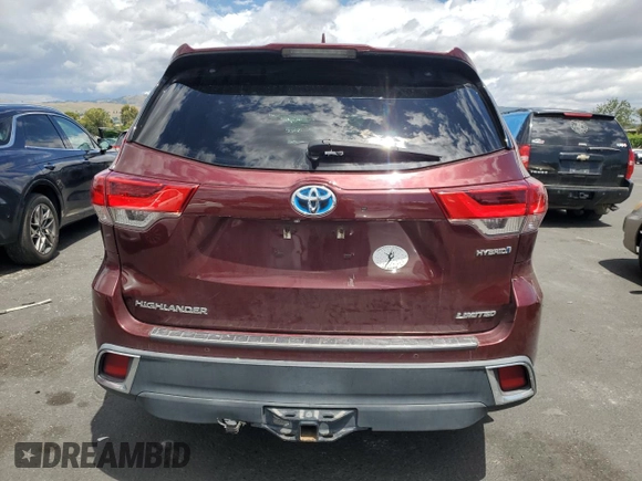 2017 Toyota Highlander Hybrid Limited with VIN 5TDDGRFH4HS022168, listed as a Copart auction lot 56943285 with 114,250 mi miles and Salvage title. Bid and sale history available at DreamBid. Image 6.