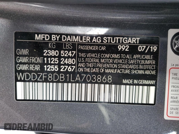 2020 Mercedes-Benz E-Class E 350 with VIN WDDZF8DB1LA703868, listed as a Copart auction lot 51473245 with 100,284 mi miles and Salvage Title. Bid and sale history available at carsss.com. Image 12.
