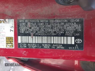 2008 Toyota Prius with VIN JTDKB20UX83389113, listed as a IAAI auction lot 42082343 with 252,640 mi miles. Bid and sale history available at carsss.com. Image 9.