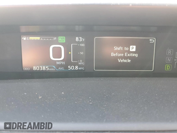 2022 Toyota Prius L Eco with VIN JTDKAMFU5N3165944, listed as a Copart auction lot 49791275 with 80,385 mi miles and Salvage Title. Bid and sale history available at DreamBid. Image 9.