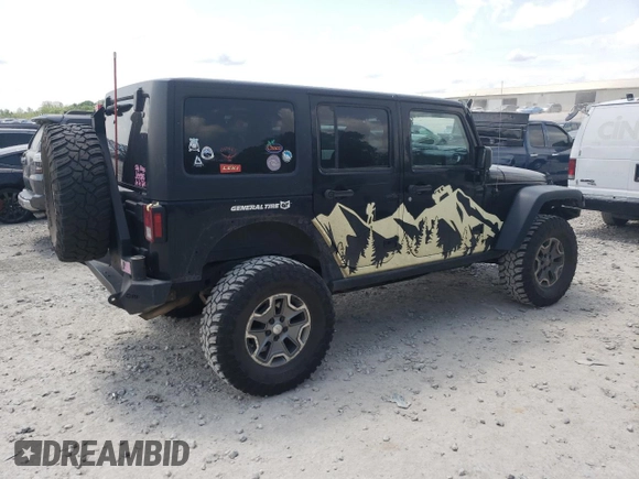 2014 Jeep Wrangler Unlimited Rubicon with VIN 1C4BJWFGXEL291187, listed as a Copart auction lot 54897675 with 227,478 mi miles and Salvage title. Bid and sale history available at DreamBid. Image 3.