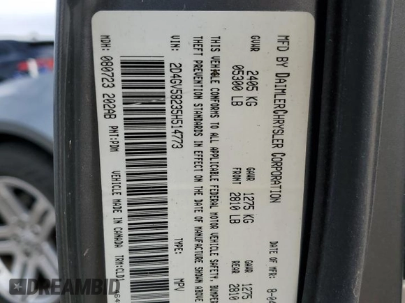 2005 Dodge Magnum RT z VIN 2D4GV58235H514773, wystawiony jako Copart lot #56228705 z przebiegiem 53 511 mil mil oraz Szkoda całkowita • Salvage title. Historia ofert i sprzedaży dostępna na DreamBid. Obrazek 12.