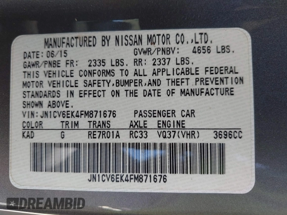 2015 Infiniti Q60 S Limited с VIN JN1CV6EK4FM871676, выставлен на аукционе IAAI как лот 42254354 с пробегом 105 934 миль миль и . История ставок и продаж доступна на DreamBid. Изображение 9.