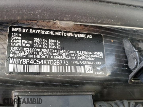 2019 BMW i3 z VIN WBY8P4C54K7D28773, wystawiony jako Copart lot #42563815 z przebiegiem 34 850 mil mil oraz Szkoda całkowita • Salvage title. Historia ofert i sprzedaży dostępna na DreamBid. Obrazek 12.