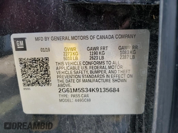 2019 Cadillac XTS Luxury with VIN 2G61M5S34K9135684, listed as a Copart auction lot 63623945 with 139,046 mi miles and Clean title. Bid and sale history available at DreamBid. Image 12.