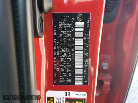 2021 Toyota Avalon Hybrid XSE z VIN 4T1EA1AB6MU006954, wystawiony jako Copart lot #51970855 z przebiegiem 61 806 mil mil oraz Szkoda całkowita • Salvage title. Historia ofert i sprzedaży dostępna na DreamBid. Obrazek 14.