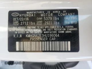 2017 Genesis G80 3.8L with VIN KMHGN4JE3HU196064, listed as a Copart auction lot 43457495 with 45,171 mi miles and Salvage Title. Bid and sale history available at DreamBid. Image 12.