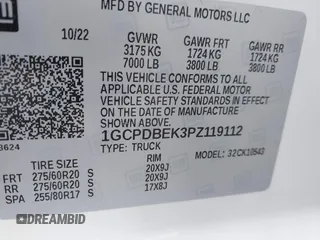 2023 Chevrolet Silverado 1500 Custom with VIN 1GCPDBEK3PZ119112, listed as a IAAI auction lot 41848399 with 96,858 mi miles and . Bid and sale history available at DreamBid. Image 9.