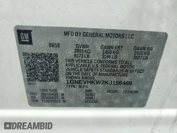 2019 Chevrolet Traverse LT Leather with VIN 1GNEVHKW2KJ156469, listed as a Copart auction lot 56060414 with 90,772 mi miles and Salvage Title. Bid and sale history available at carsss.com. Image 13.