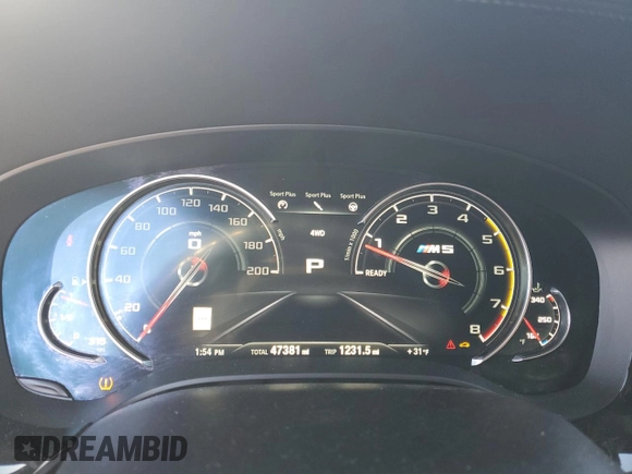 2019 BMW M5 with VIN WBSJF0C5XKB285493, listed as a Copart auction lot 87696545 with 47,381 mi miles and Salvage Title. Bid and sale history available at carsss.com. Image 9.