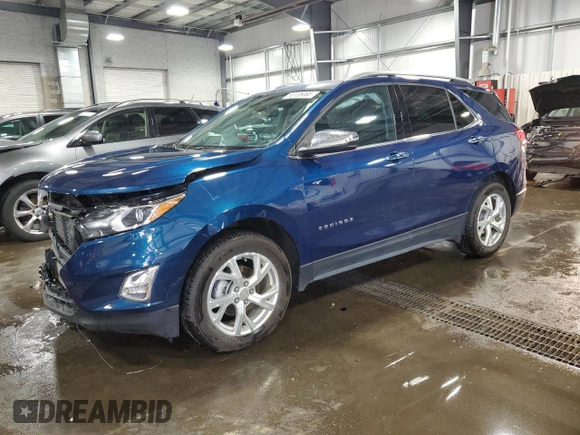 2020 Chevrolet Equinox Premier z VIN 2GNAXXEV0L6273682, wystawiony jako Copart lot #55155065 z przebiegiem 71 754 mil mil oraz Szkoda całkowita • Salvage title. Historia ofert i sprzedaży dostępna na DreamBid. Obrazek 1.