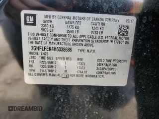 2017 Chevrolet Equinox LT with VIN 2GNFLFEK4H6338686, listed as a Copart auction lot 51620705 with 102,873 mi miles and Salvage Title. Bid and sale history available at DreamBid. Image 13.