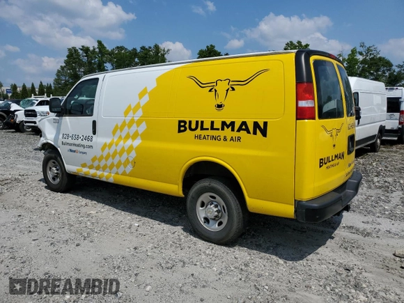 2022 Chevrolet Express Cargo z VIN 1GCWGAF71N1198508, wystawiony jako Copart lot #59487795 z przebiegiem 72 395 mil mil oraz Szkoda całkowita • Salvage title. Historia ofert i sprzedaży dostępna na DreamBid. Obrazek 2.