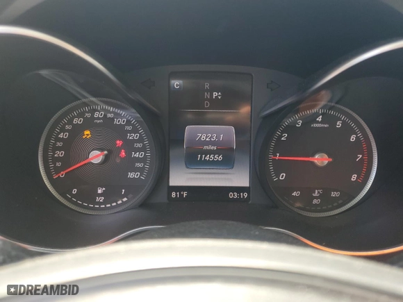 2016 Mercedes-Benz C-Class C 300 with VIN WDDWF4JB3GR162703, listed as a Copart auction lot 46979955 with 114,556 mi miles and Salvage Title. Bid and sale history available at carsss.com. Image 9.