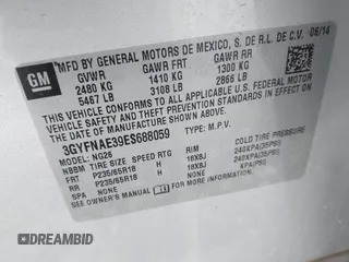 2014 Cadillac SRX with VIN 3GYFNAE39ES688059, listed as a IAAI auction lot 41408062 with 192,770 mi miles and . Bid and sale history available at DreamBid. Image 9.