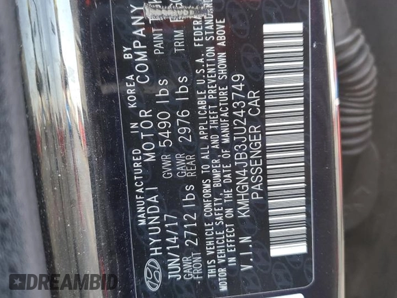 2018 Genesis G80 Sport z VIN KMHGN4JB3JU243749, wystawiony jako Copart lot #49339915 z przebiegiem 80 735 mil mil oraz Szkoda całkowita • Salvage title. Historia ofert i sprzedaży dostępna na DreamBid. Obrazek 13.