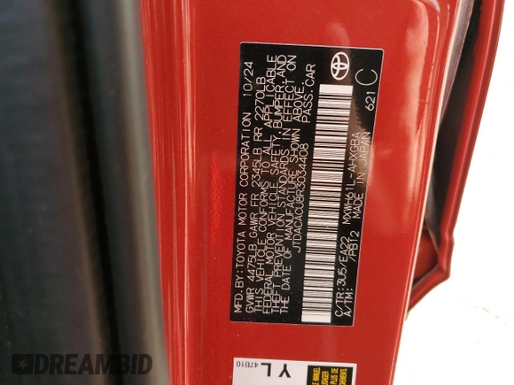 2024 Toyota Prius SE z VIN JTDACACU8R3034408, wystawiony jako Copart lot #52446395 z przebiegiem 3 112 mil mil oraz Szkoda całkowita • Salvage title. Historia ofert i sprzedaży dostępna na DreamBid. Obrazek 14.