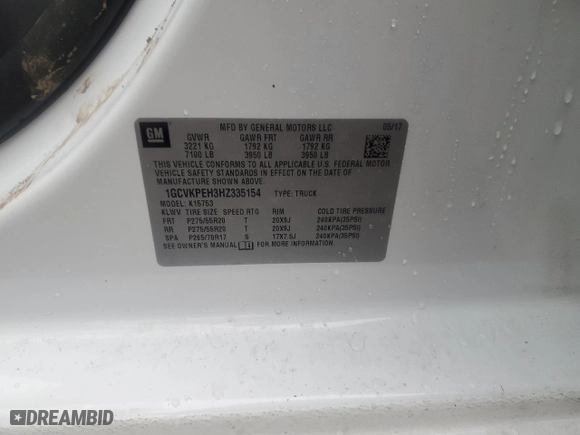 2017 Chevrolet Silverado 1500 Custom with VIN 1GCVKPEH3HZ335154, listed as a Copart auction lot 86254264 with 140,364 mi miles and Salvage Title. Bid and sale history available at carsss.com. Image 14.