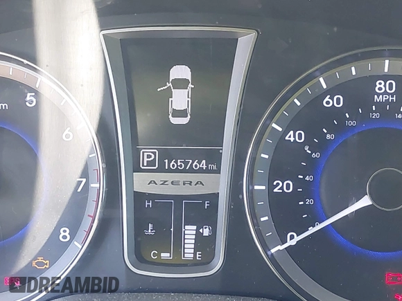 2013 Hyundai Azera with VIN KMHFH4JG4DA287957, listed as a IAAI auction lot 41763771 with 165,764 mi miles. Bid and sale history available at carsss.com. Image 15.