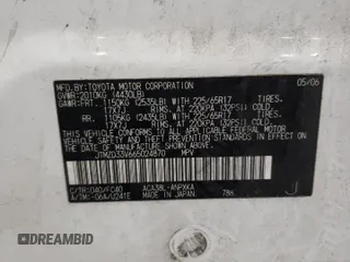 2006 Toyota RAV4 with VIN JTMZD33V665024870, listed as a Copart auction lot 54027265 with 266,613 mi miles and Salvage Title. Bid and sale history available at DreamBid. Image 13.