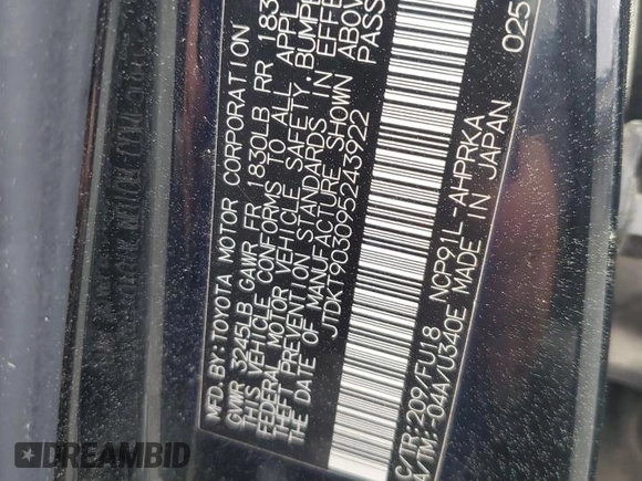 2009 Toyota Yaris with VIN JTDKT903095243922, listed as a Copart auction lot 51293545 with 196,909 mi miles and Salvage Title. Bid and sale history available at carsss.com. Image 13.