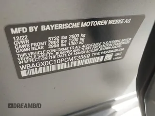2023 BMW 8 Series with VIN WBAGX0C10PCM53569, listed as a IAAI auction lot 41539150 with Not provided miles and . Bid and sale history available at DreamBid. Image 9.
