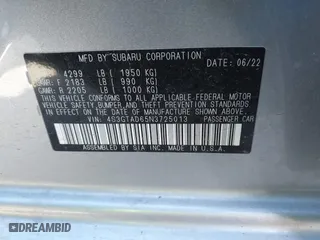 2022 Subaru Impreza Premium with VIN 4S3GTAD65N3725013, listed as a IAAI auction lot 41248013 with 7,231 mi miles. Bid and sale history available at carsss.com. Image 9.