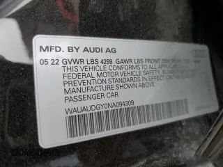 2022 Audi A3 Premium z VIN WAUAUDGY0NA094309, wystawiony jako Copart lot #55580283 z przebiegiem 5 664 mil mil oraz . Historia ofert i sprzedaży dostępna na DreamBid. Obrazek 12.