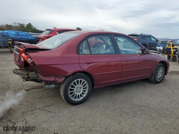2005 Honda Civic Sdn EX with VIN 2HGES26795H584080, listed as a Copart auction lot 50304035 with 170,029 mi miles and Salvage Title. Bid and sale history available at carsss.com. Image 3.