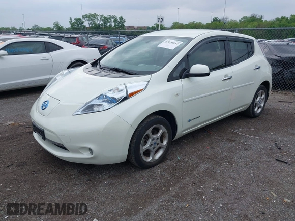 2012 Nissan LEAF SL with VIN JN1AZ0CP5CT015067, listed as a IAAI auction lot 42120094 with 57,793 mi miles. Bid and sale history available at carsss.com. Image 2.