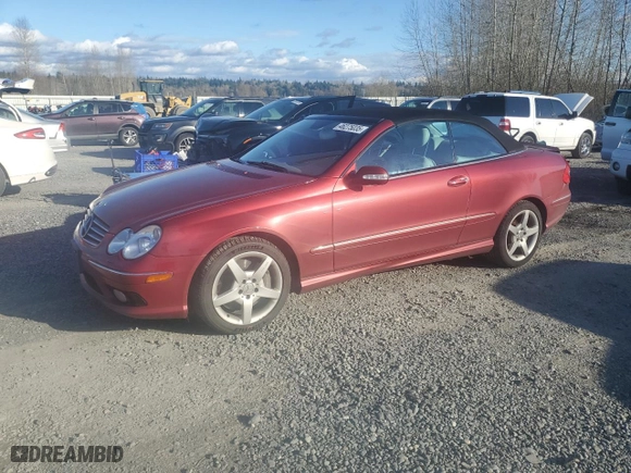 2005 Mercedes-Benz CLK-Class 5.0L with VIN WDBTK75G45T054489, listed as a Copart auction lot 46275035 with 125,094 mi miles and Salvage Title. Bid and sale history available at carsss.com. Image 1.