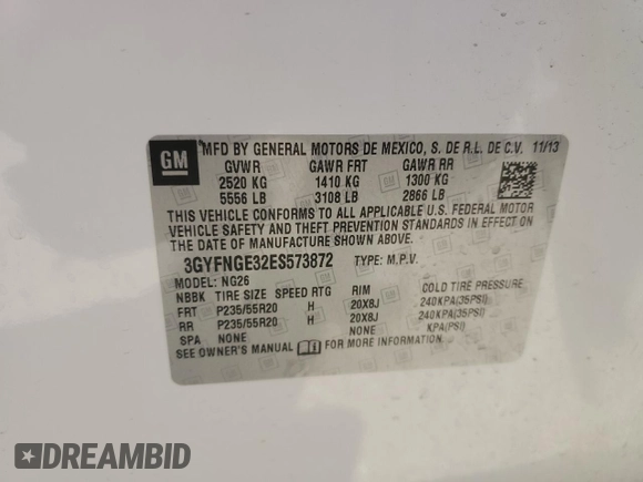 2014 Cadillac SRX Premium Collection z VIN 3GYFNGE32ES573872, wystawiony jako Copart lot #49871955 z przebiegiem 119 362 mil mil oraz Szkody całkowita. Historia ofert i sprzedaży dostępna na DreamBid. Obrazek 15.