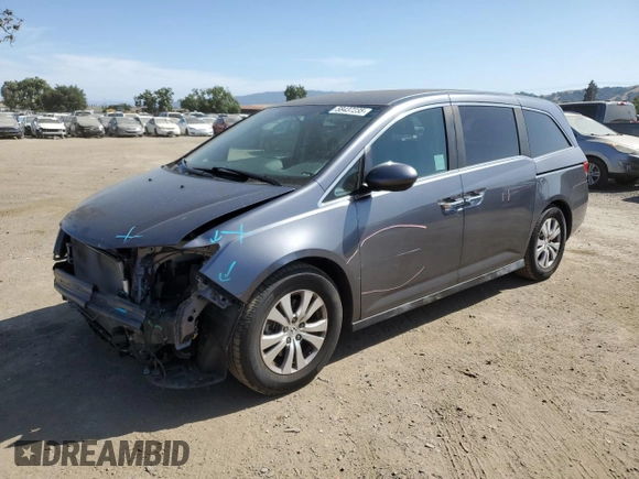 2014 Honda Odyssey EX z VIN 5FNRL5H40EB061571, wystawiony jako Copart lot #58437235 z przebiegiem 59 954 mil mil oraz Szkoda całkowita • Salvage title. Historia ofert i sprzedaży dostępna na DreamBid. Obrazek 1.