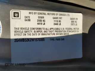 1998 Buick Regal LS with VIN 2G4WB52K2W1570395, listed as a Copart auction lot 85136314 with 131,826 mi miles and Salvage Title. Bid and sale history available at carsss.com. Image 12.