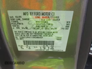 2005 Ford Escape Limited с VIN 1FMCU94115KD86427, выставлен на аукционе IAAI как лот 42322957 с пробегом 153 941 миль миль и . История ставок и продаж доступна на DreamBid. Изображение 9.