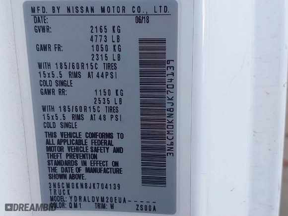 2018 Nissan NV200 Compact Cargo S with VIN 3N6CM0KN8JK704139, listed as a IAAI auction lot 41624010 with 186,513 mi miles. Bid and sale history available at carsss.com. Image 9.