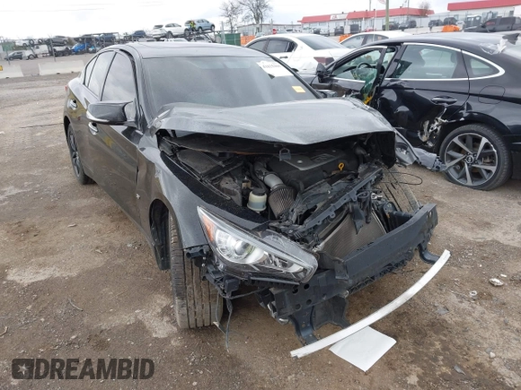 2015 Infiniti Q50 with VIN JN1BV7AP3FM347809, listed as a IAAI auction lot 41821304 with 107,733 mi miles and . Bid and sale history available at carsss.com. Image 1.