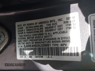 2010 Honda CR-V EX with VIN 5J6RE4H52AL039991, listed as a IAAI auction lot 41828104 with 131,013 mi miles. Bid and sale history available at carsss.com. Image 9.