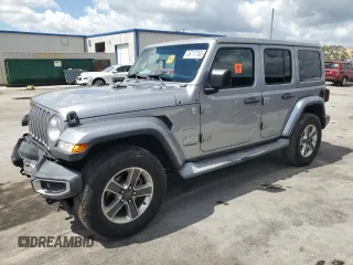 2018 Jeep Wrangler Unlimited Sahara z VIN 1C4HJXEG7JW115319, wystawiony jako Copart lot #56717765 z przebiegiem 53 633 mil mil oraz Szkoda całkowita • Salvage title. Historia ofert i sprzedaży dostępna na DreamBid. Obrazek 1.