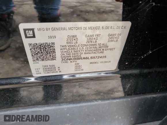 2020 Chevrolet Blazer LT z VIN 3GNKBBRA6LS572415, wystawiony jako Copart lot #48254355 z przebiegiem 48 229 mil mil oraz Szkody całkowita. Historia ofert i sprzedaży dostępna na DreamBid. Obrazek 13.