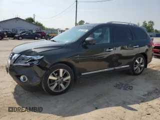 2015 Nissan Pathfinder Platinum z VIN 5N1AR2MMXFC691883, wystawiony jako Copart lot #60244935 z przebiegiem 156 626 mil mil oraz Szkoda całkowita • Salvage title. Historia ofert i sprzedaży dostępna na DreamBid. Obrazek 1.
