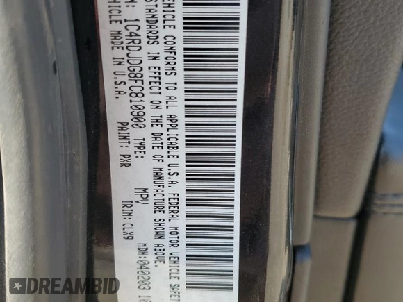 2015 Dodge Durango Limited with VIN 1C4RDJDG8FC810900, listed as a Copart auction lot 70582914 with 143,972 mi miles and Clean title. Bid and sale history available at DreamBid. Image 13.