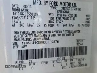 2014 Ford Expedition XL с VIN 1FMJU1G50EEF02576, выставлен на аукционе Copart как лот 55795935 с пробегом 90 920 миль миль и Списание • Salvage title. История ставок и продаж доступна на DreamBid. Изображение 13.